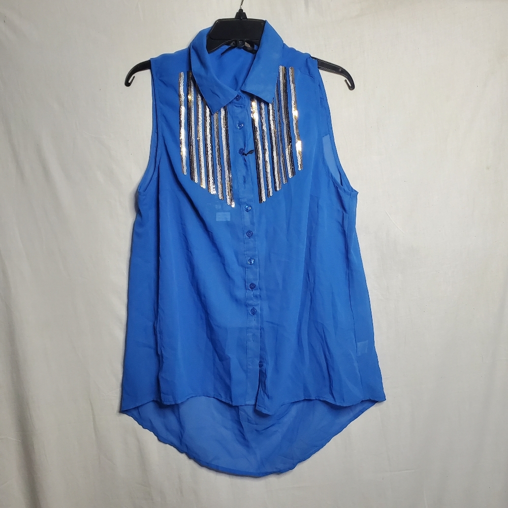 Ali & Kris plus size sz 1X princess blue with sequins sleeveless dress tank top